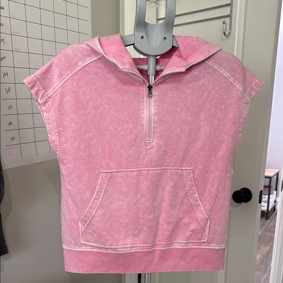 Blu Pepper Pink Sleeveless Hooded Sweatshirt - Picture 1 of 7